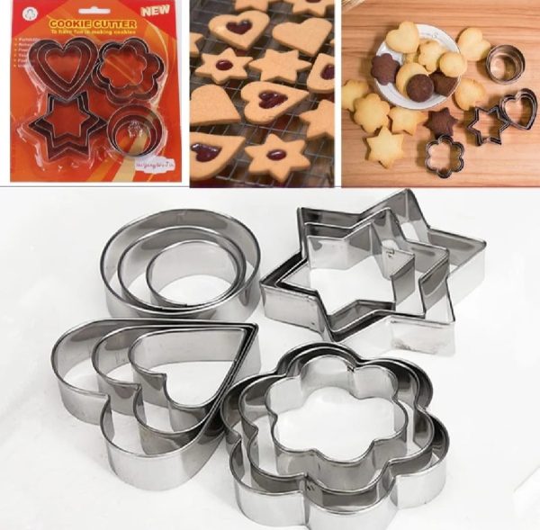12-piece Stainless Steel Cookie Cutter Set – 4 Assorted Shapes For Baking, Pastry, And Crafts - Image 3